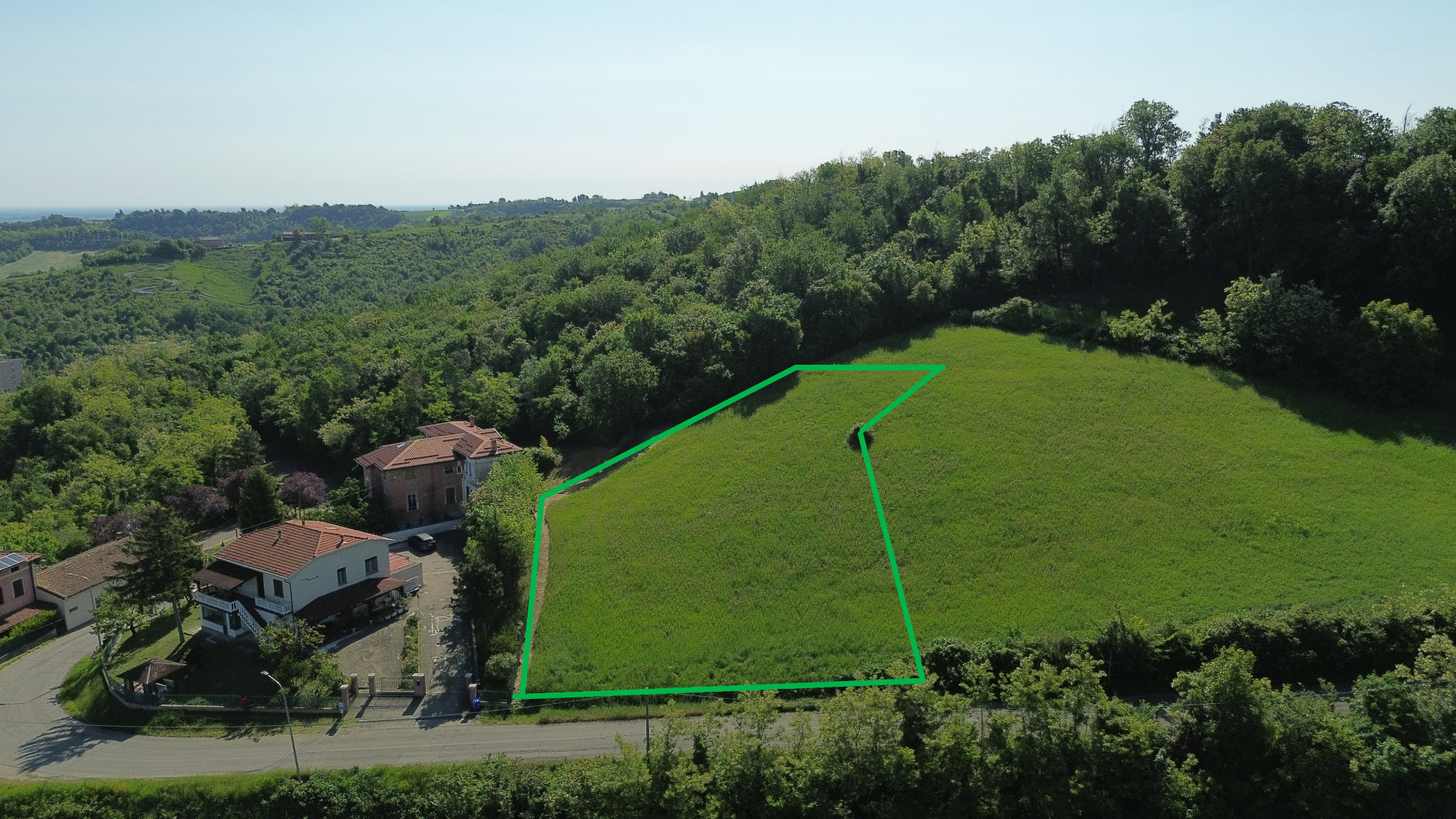 Veduta aerea del lotto edificabile e della Palazzina Belvedere